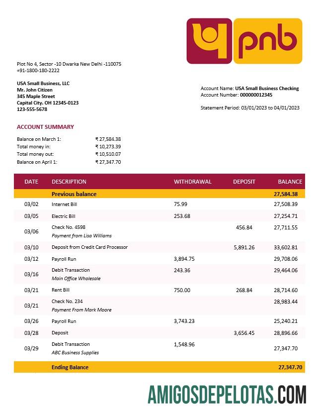 Realistis Punjab nasional bank bisnis laporan Word and PDF templat