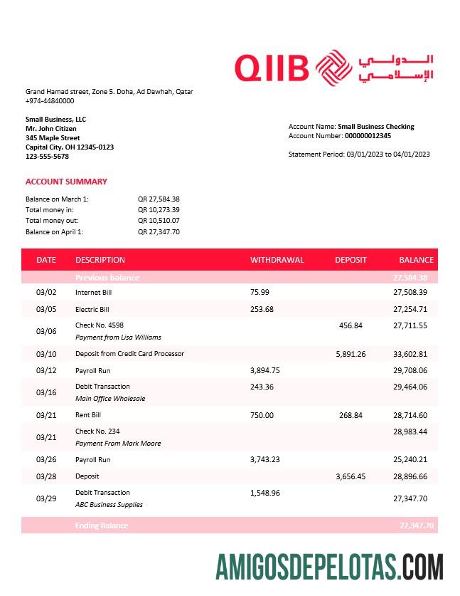 Premium QIIB firm rekening laporan Word and PDF templat