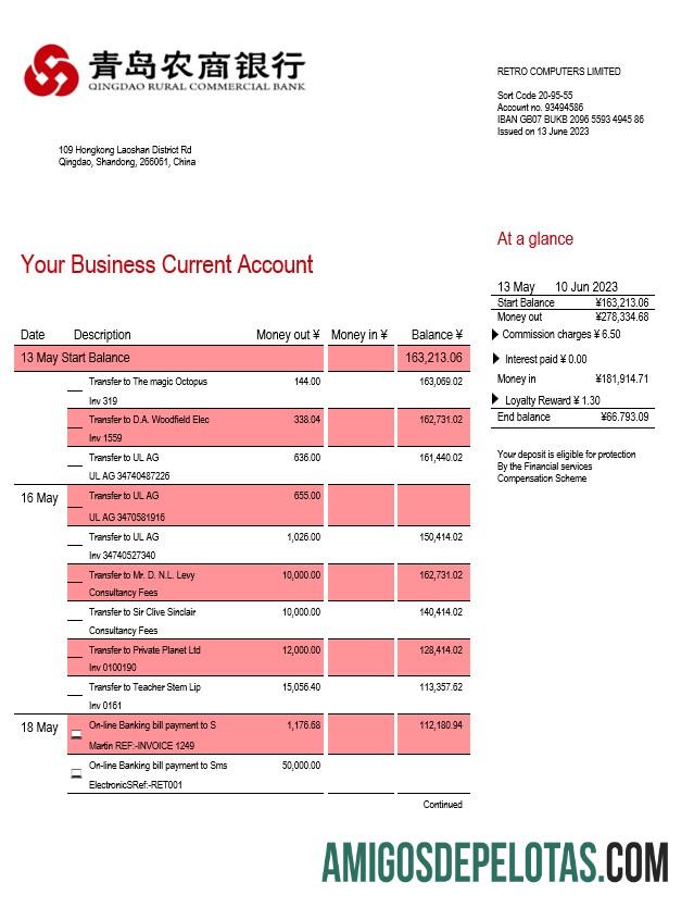 Realistis Qingdao Rural komersial bank organization rekening laporan Word and PDF templat