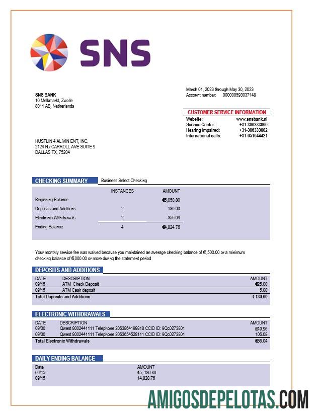 Berkualitas SNS bank enterprise rekening laporan Word and PDF templat
