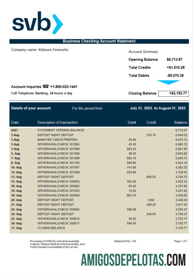 Realistis SVB bank firm laporan Word and PDF templat