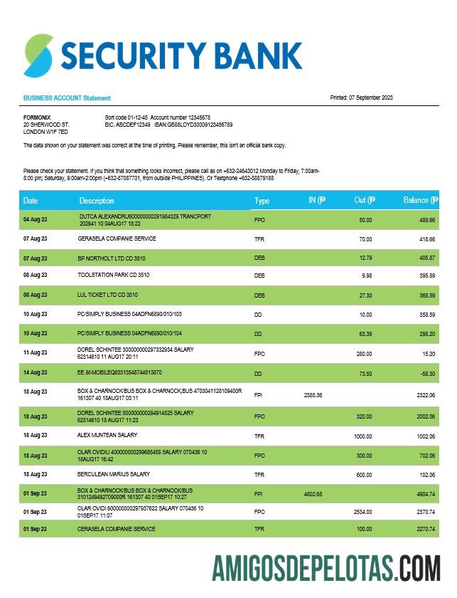 Premium Security bank firm rekening laporan Word and PDF templat
