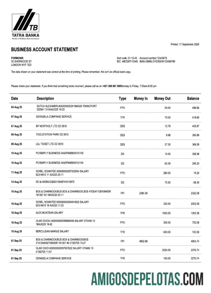 Berkualitas Slovak Tatra firm rekening laporan Word and PDF templat