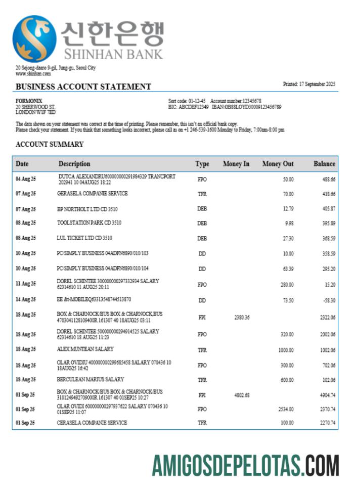 Berkualitas Korea Selatan Shinhan bisnis checking rekening laporan Word and PDF templat