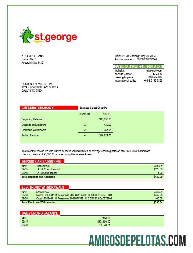 Profesional St. George bank organization laporan Word and PDF templat