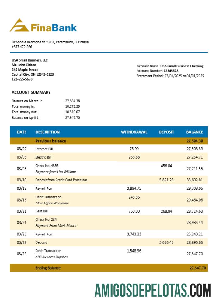 Berkualitas Suriname Finabank enterprise laporan Word and PDF templat