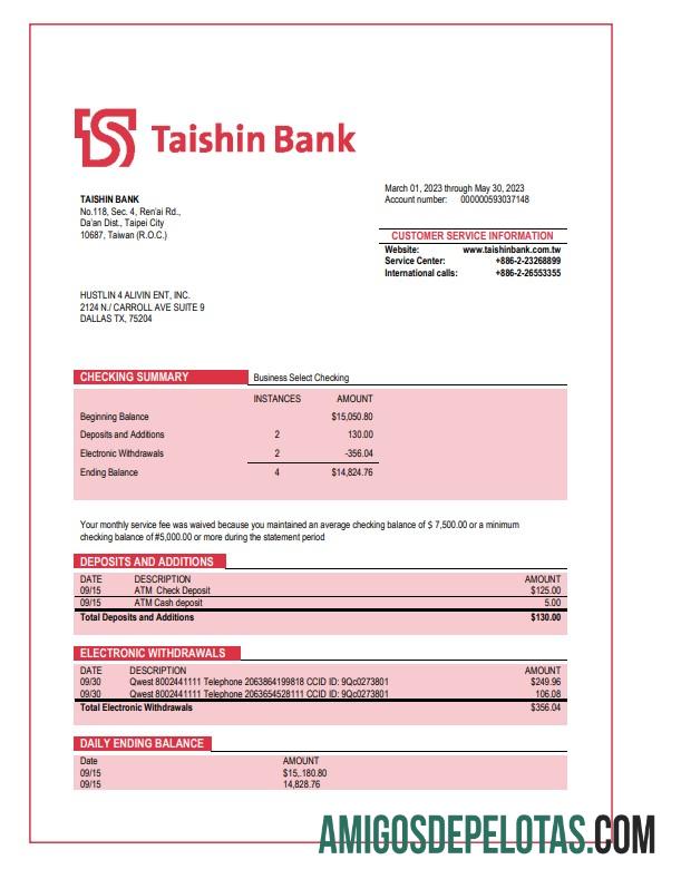 Profesional Taishin bank enterprise laporan Word and PDF templat