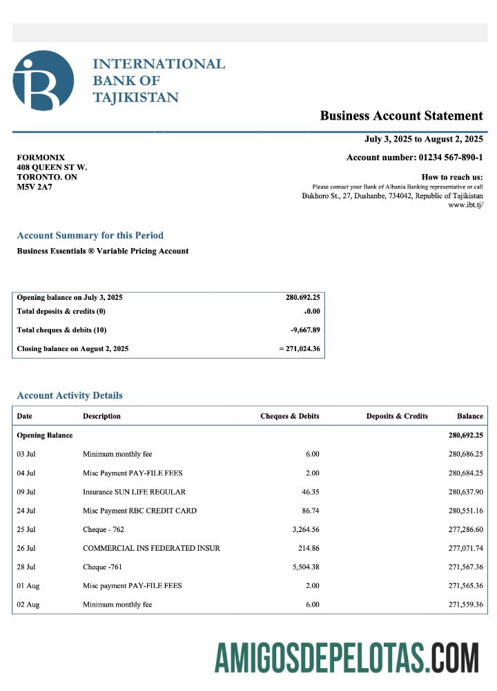 Premium Tajikistan IBT bisnis checking rekening laporan Word and PDF templat