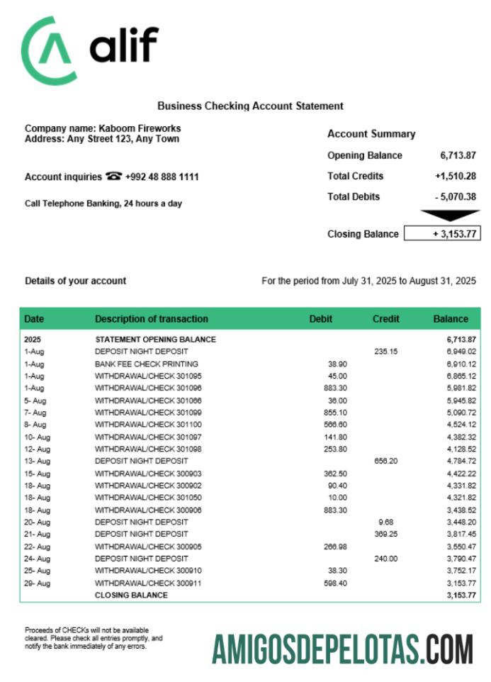 Dapat Diedit Tajikistani Alif firm rekening laporan Word and PDF templat