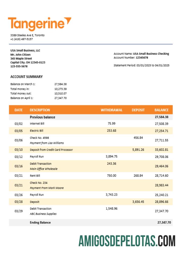 Tangerine bisnis bank laporan Word and PDF format pratinjau