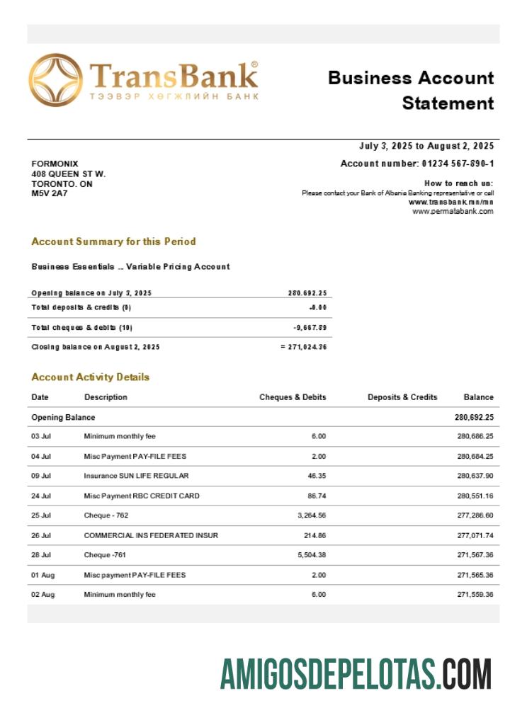 Profesional Transbank firm rekening laporan Word and PDF templat (1)