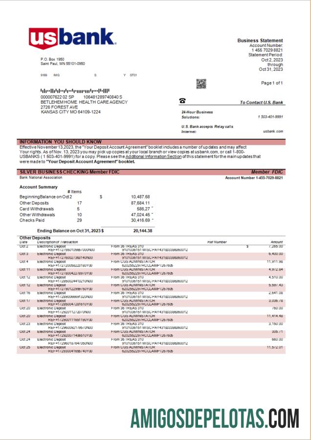 Berkualitas U.S. bank organization rekening laporan Word and PDF templat