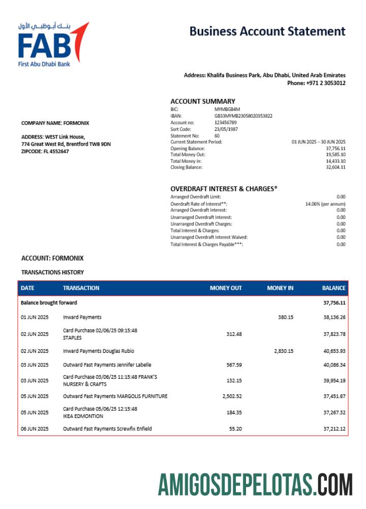 Profesional UEA First Abu Dhabi firm rekening laporan Word and PDF templat