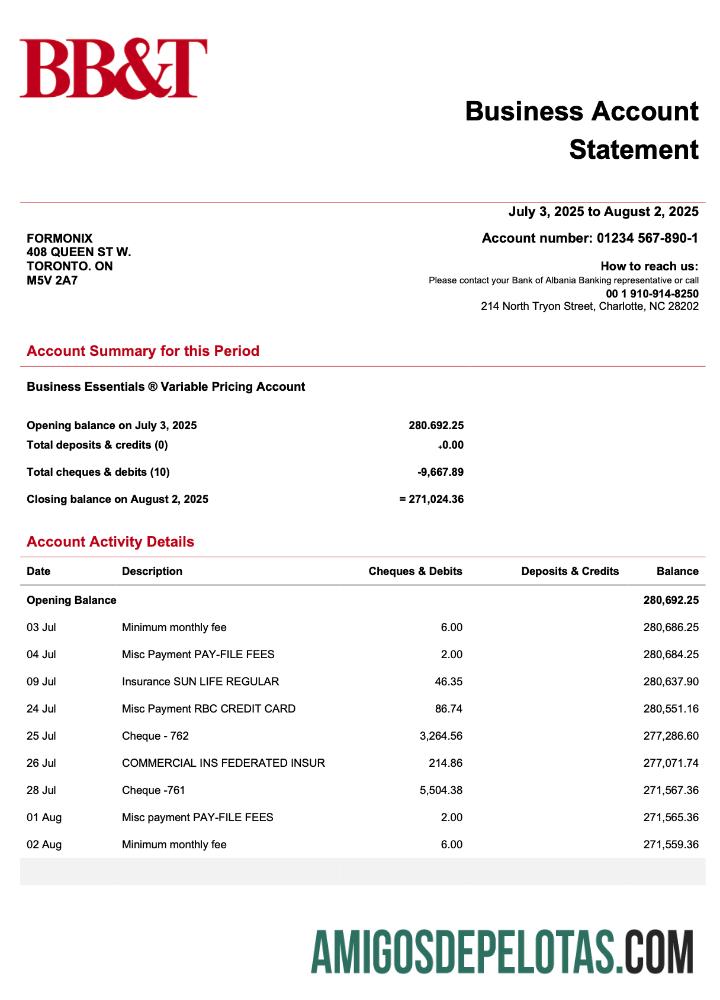 Berkualitas AS BB&T Corp firm rekening laporan Word and PDF templat