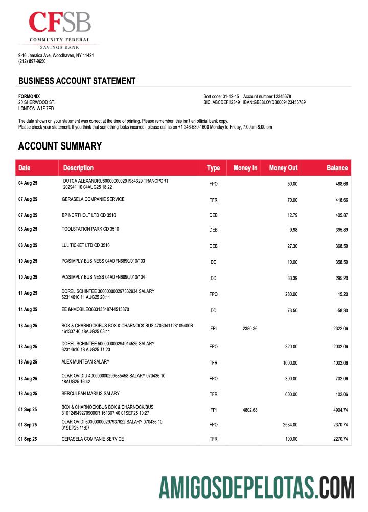 Premium AS CFSB firm rekening laporan Word and PDF templat