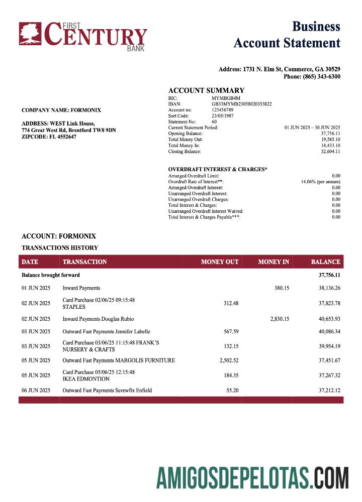 Premium AS First Century enterprise rekening laporan Word and PDF templat