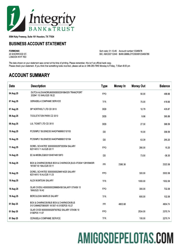 Profesional AS Integrity firm rekening laporan Word and PDF templat