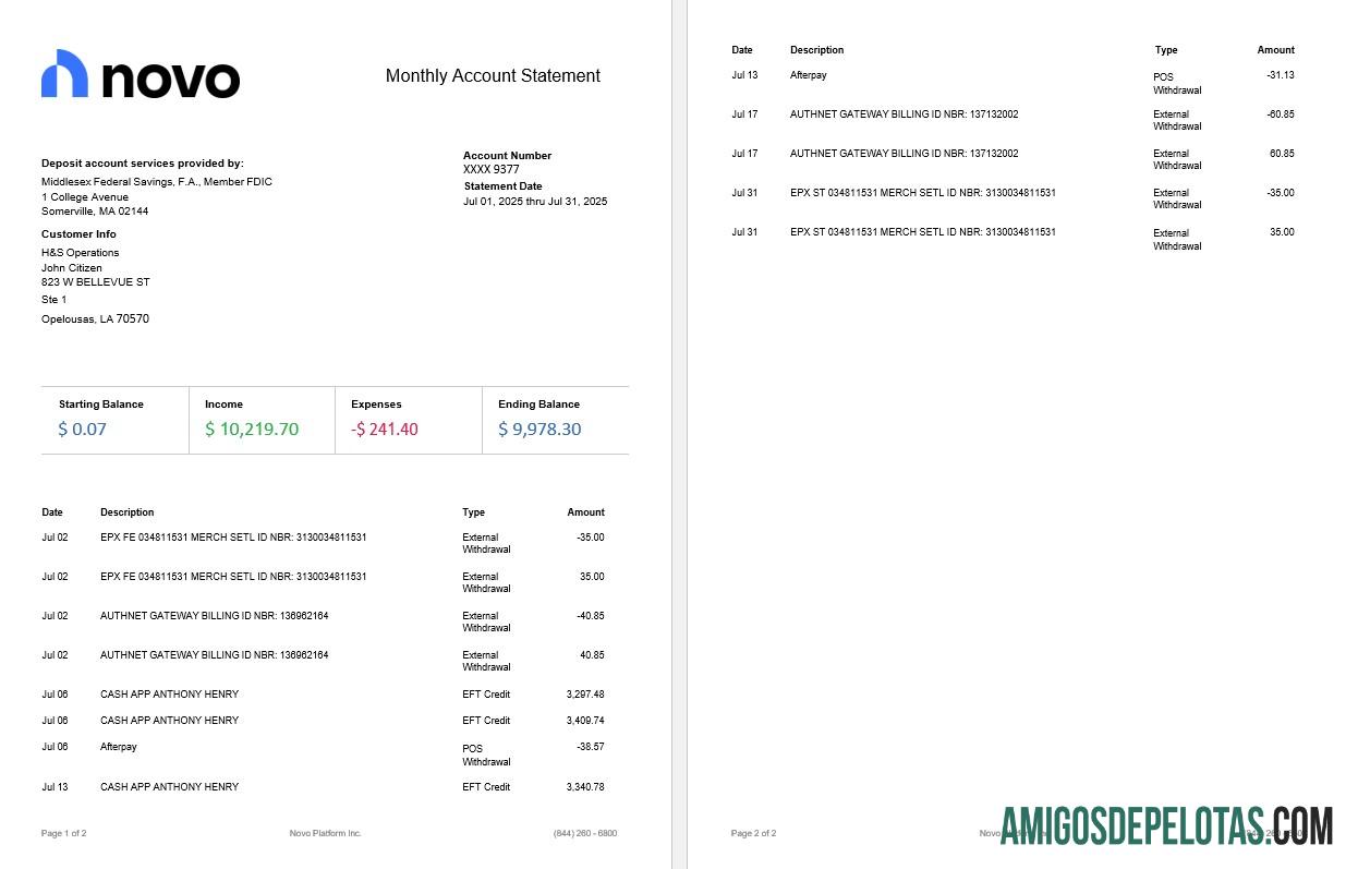 AS Novo Platform INC online bisnis banking laporan, 2 pages.PDF pratinjau