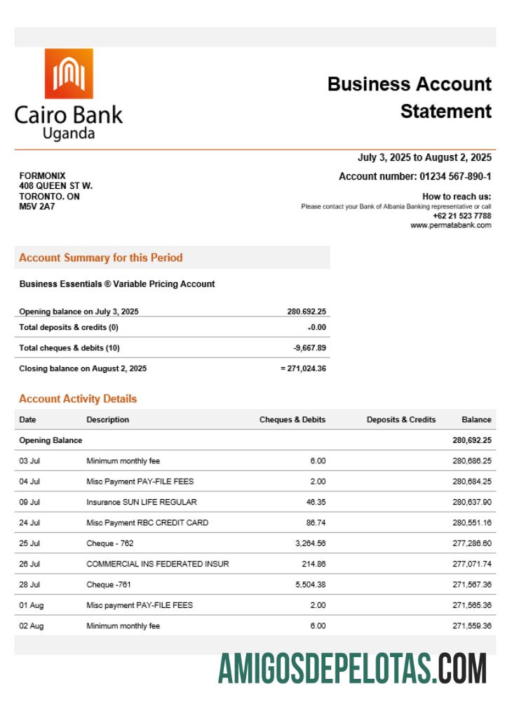 Realistis Uganda Cairo enterprise rekening laporan Word and PDF templat