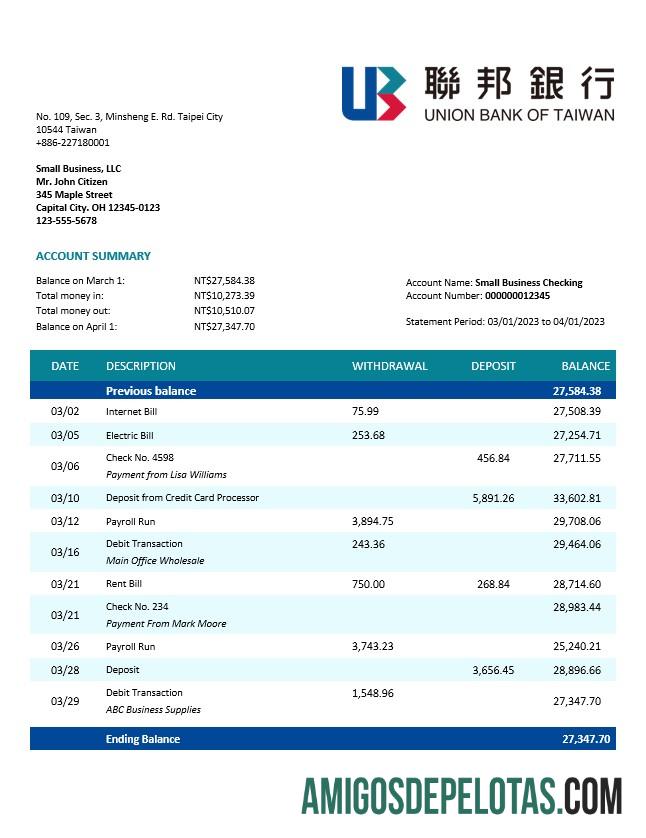 Premium serikat bank of Taiwan Perusahaan rekening laporan Word and PDF templat