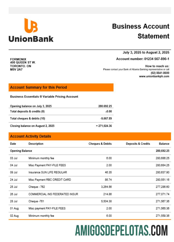 Unionbank Perusahaan laporan Word and PDF format makering