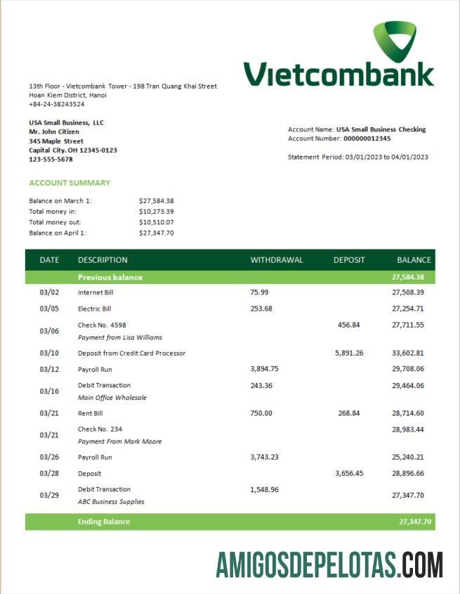 Profesional Vietcombank bisnis laporan Word and PDF templat