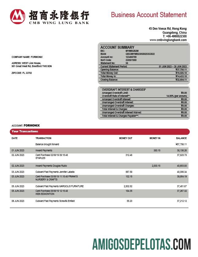 Profesional Wing Lung bank Perusahaan rekening laporan Word and PDF templat