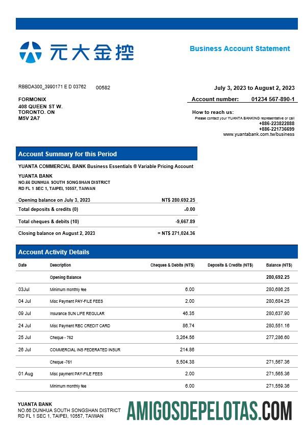 Premium Yuanta Securities bank organization rekening laporan Word and PDF templat