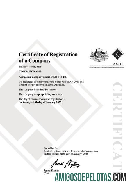 Berkualitas Australia sertifikat of Perusahaan pendaftaran Word and PDF templat, versi 2
