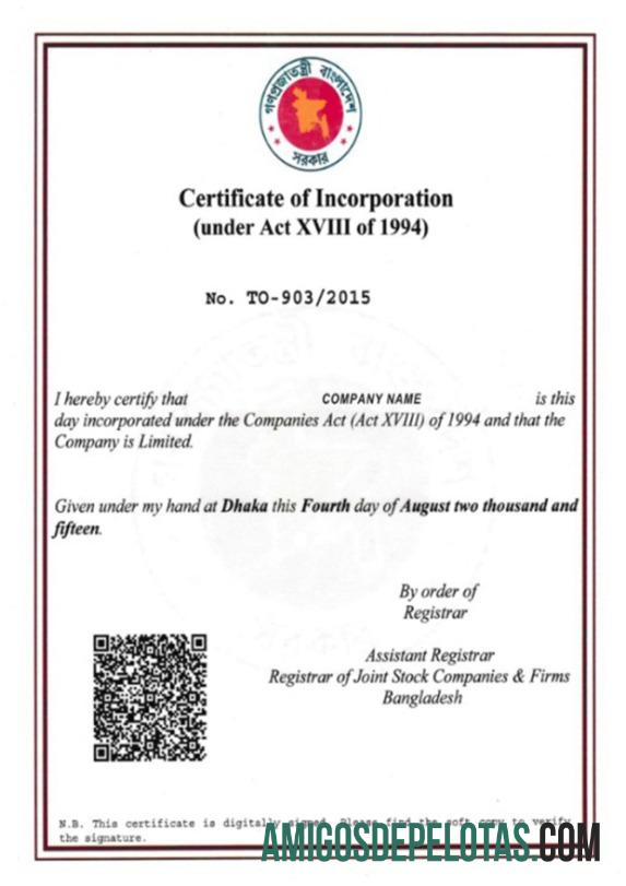 Bangladesh Incorporation Sertifikasi desain