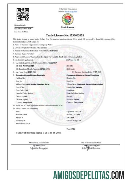 Premium Bangladesh┬áSylhet trade lisensi Word and PDF templat