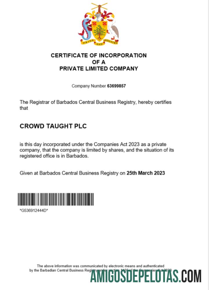 Premium Barbados sertifikat of pendaftaran Word and PDF templat
