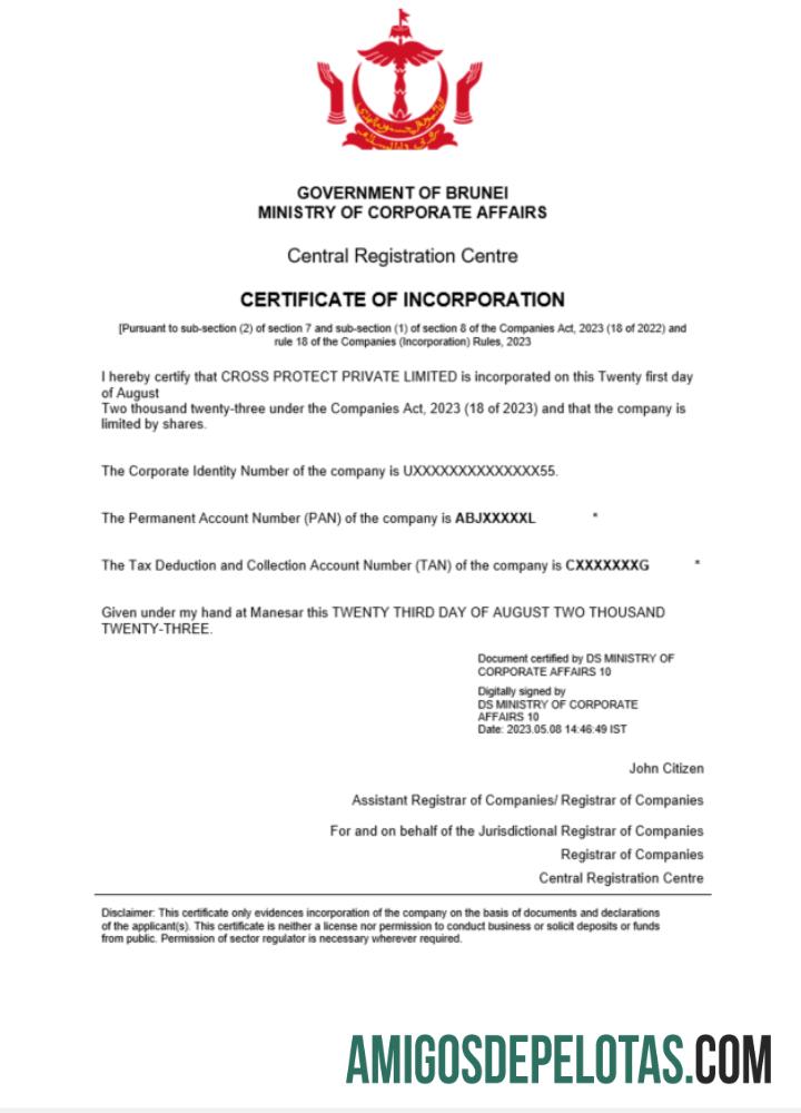 Profesional Brunei sertifikat of pendaftaran Word and PDF templat