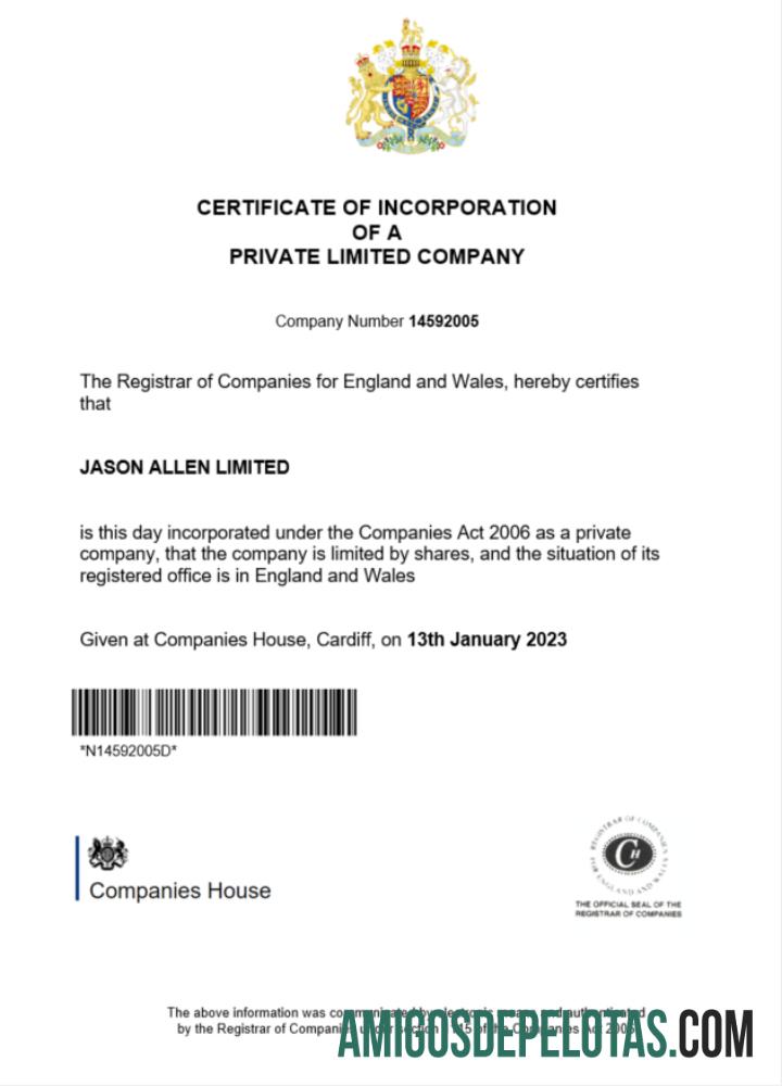 Inggris and Wales sertifikat of incorporation pendaftaran makering