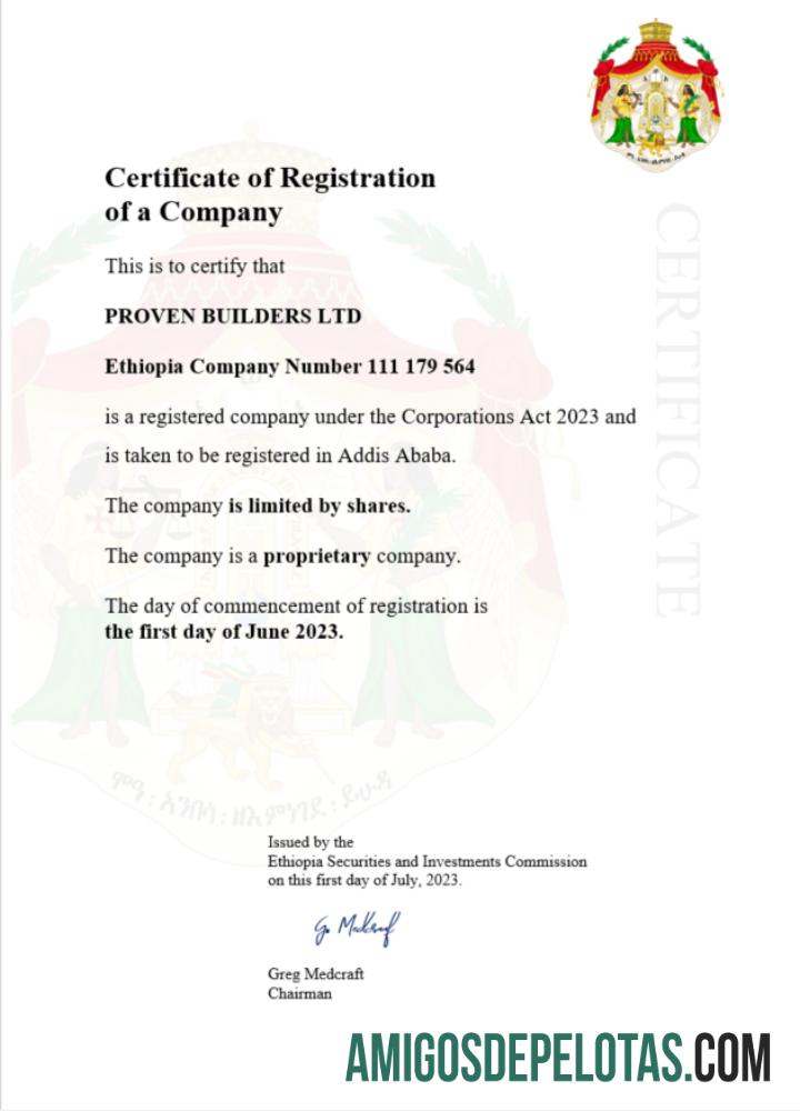 Premium Etiopia sertifikat of pendaftaran Word and PDF templat