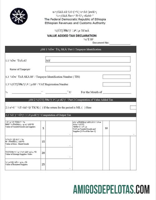 Realistis Etiopia┬ávalue added pajak declaration┬áWord and PDF templat