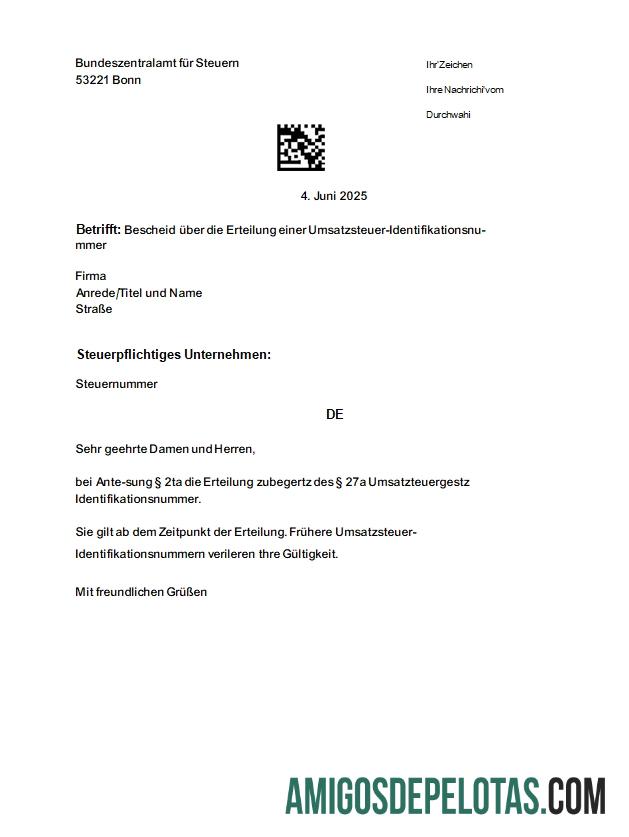 Realistis Jerman Bundeszentralamt fu╠êr Steuern VAT pendaftaran templat scr