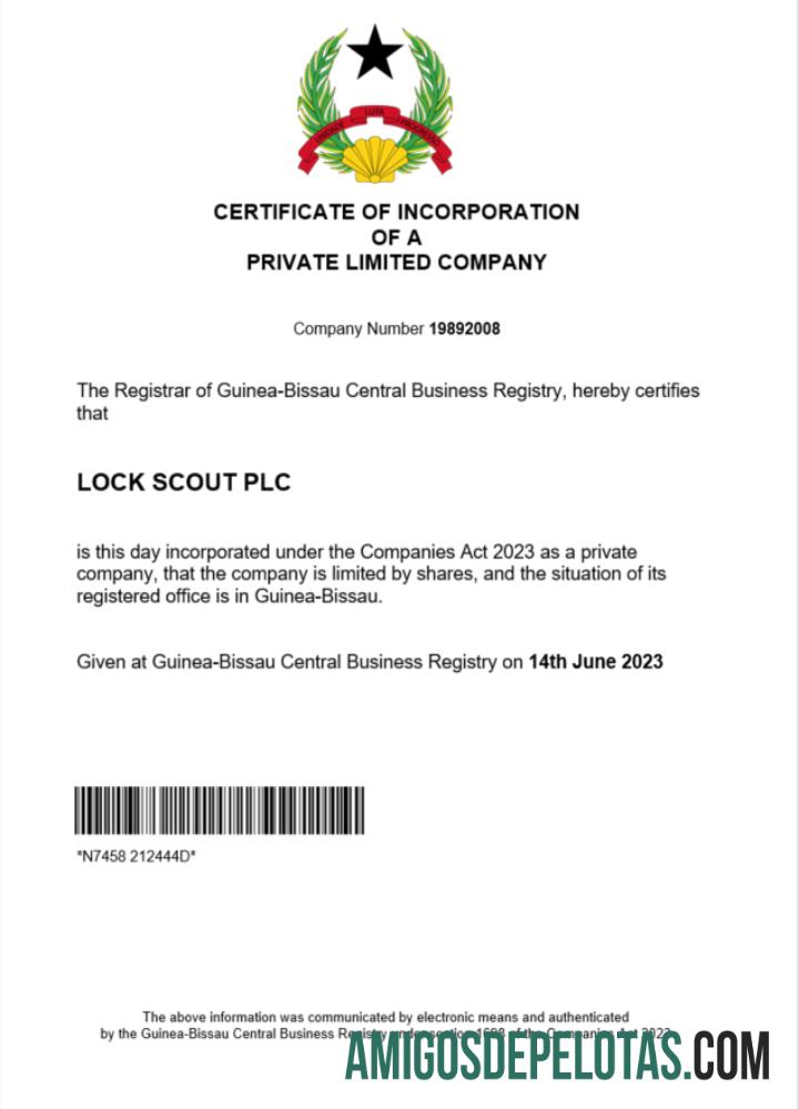 Profesional Guinea Bissau sertifikat of pendaftaran Word and PDF templat