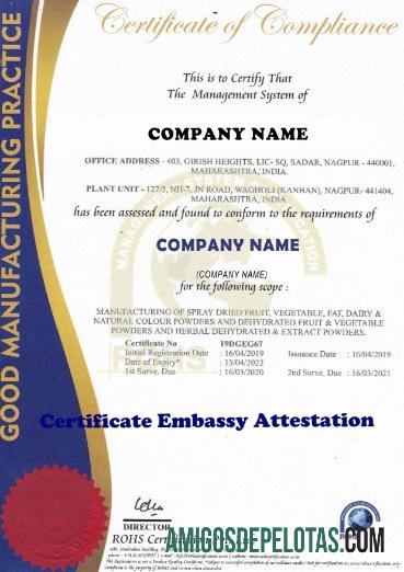 India sertifikat of Compliance makering
