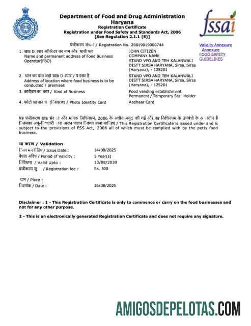 Premium India Haryana pendaftaran sertifikat Word and PDF templat