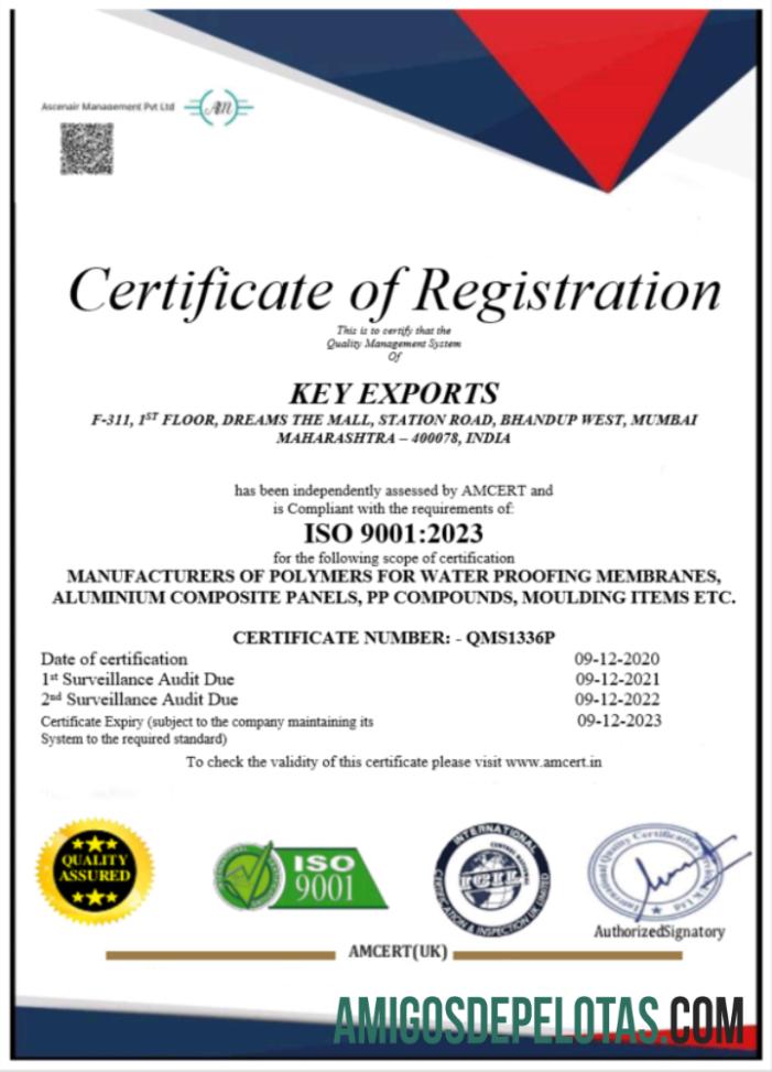 Berkualitas India Key Export sertifikat of pendaftaran Word and PDF templat