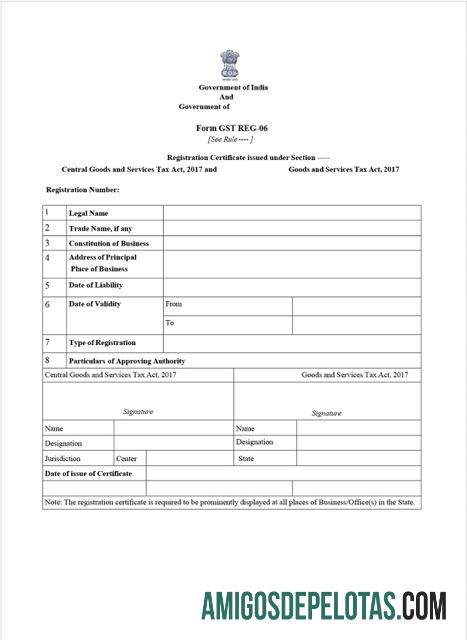 Premium India sertifikat of GST pendaftaran Word and PDF templat