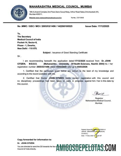 Profesional India issuance of good standing sertifikat Word and PDF templat