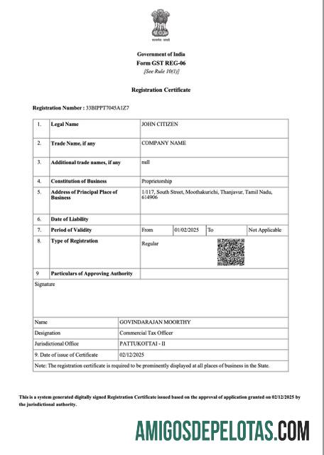 Profesional India pendaftaran sertifikat Word and PDF templat
