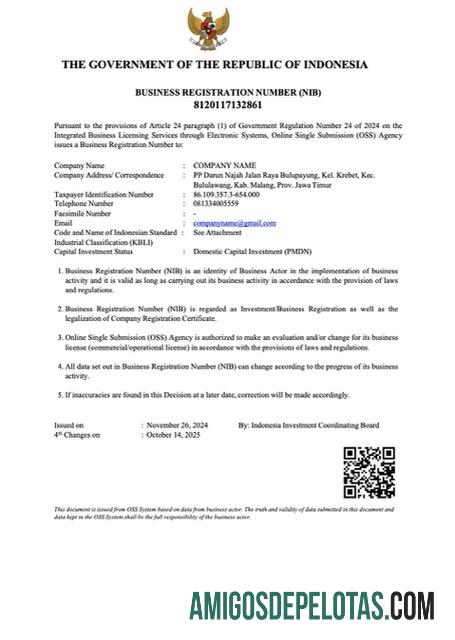 Dapat Diedit Indonesia bisnis pendaftaran number Word and PDF templat