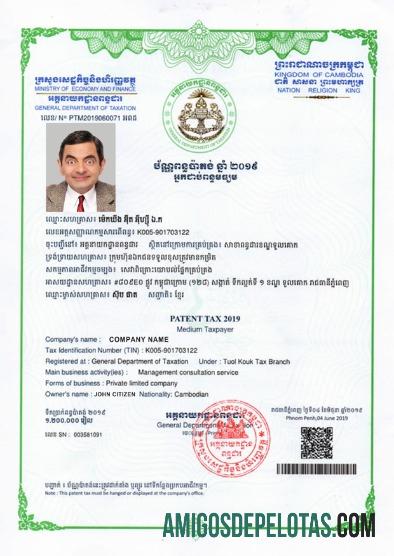 Kambodia sertifikat of pendaftaran sampel