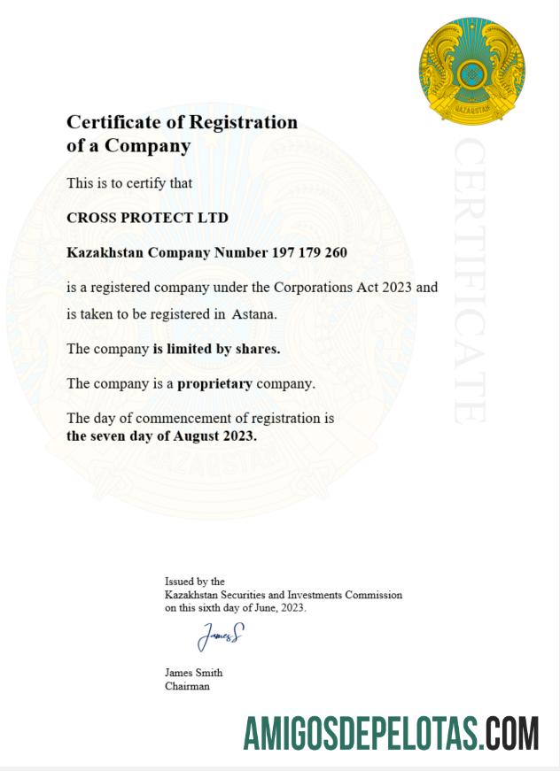 Profesional Kazakhstan sertifikat of pendaftaran Word and PDF templat