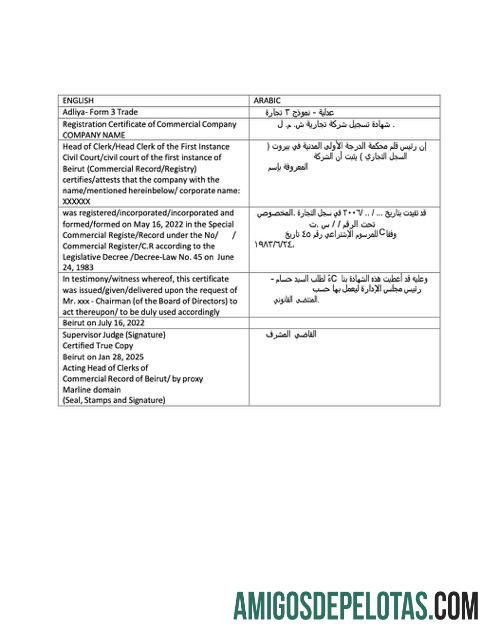 Profesional Lebanon pendaftaran sertifikat Word and PDF templat