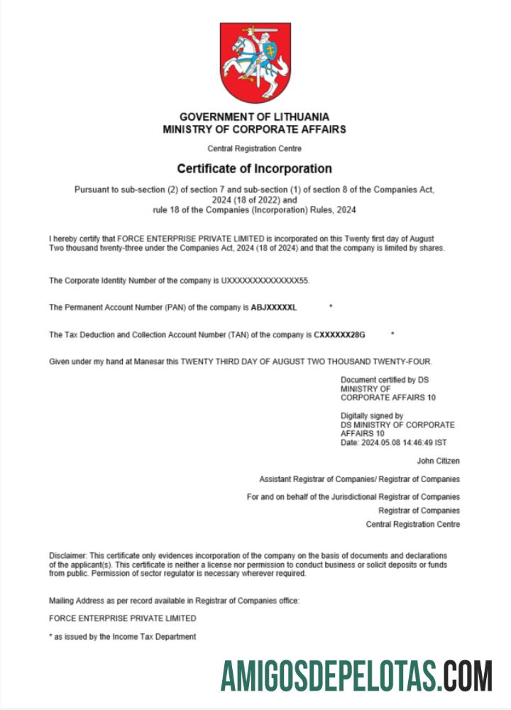 Dapat Diedit Lituania Perusahaan pendaftaran sertifikat Word and PDF templat