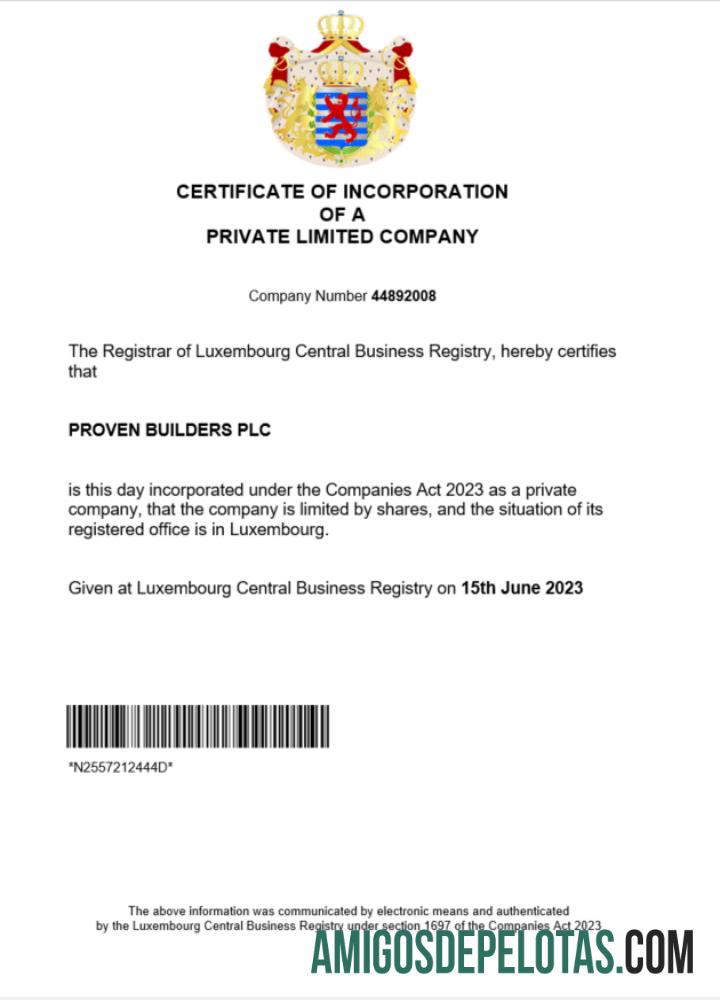 Profesional Luksemburg bisnis pendaftaran sertifikat Word and PDF templat